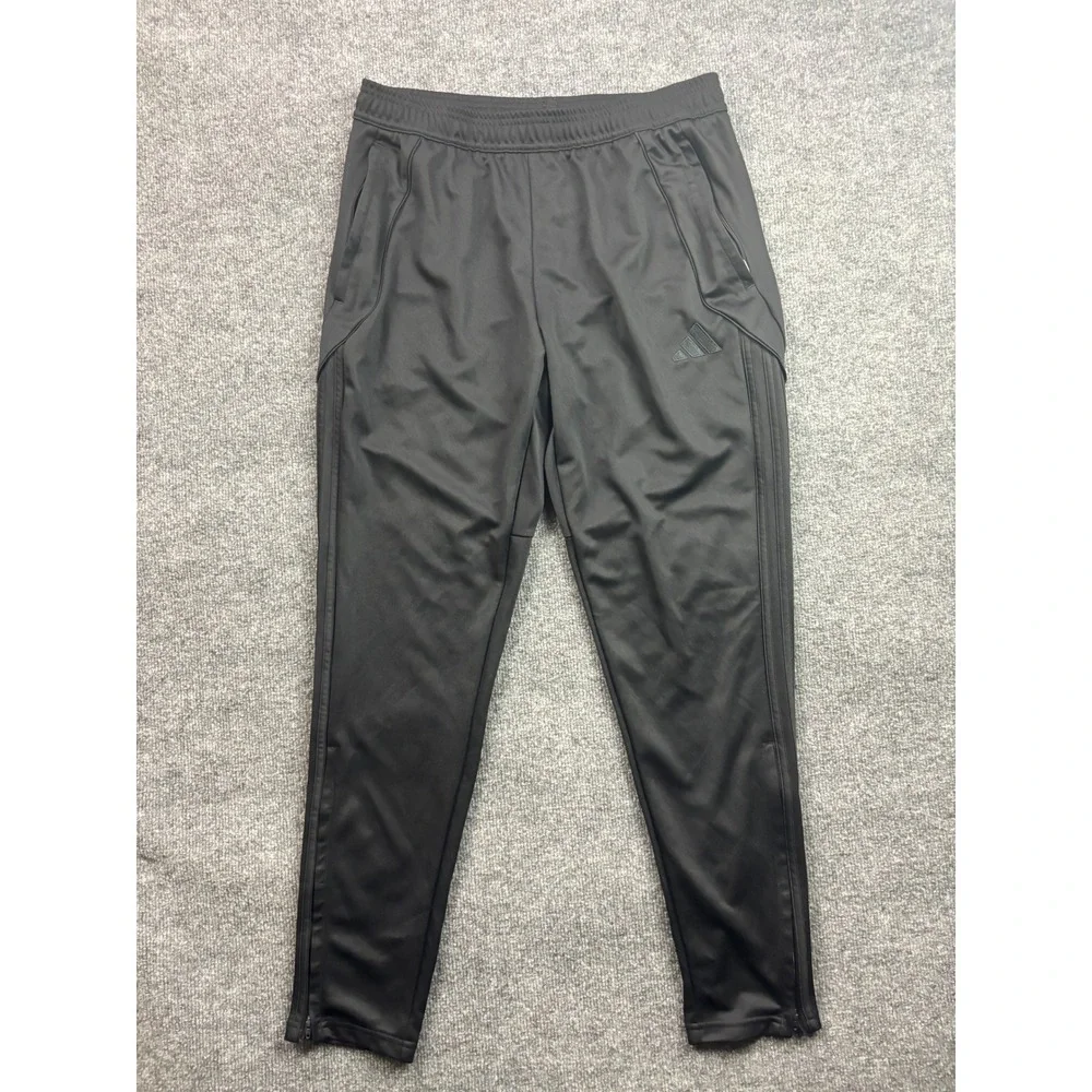 Adidas Track Pants Mens Large Black Regular Fit Tapered Ankle Zip Joggers